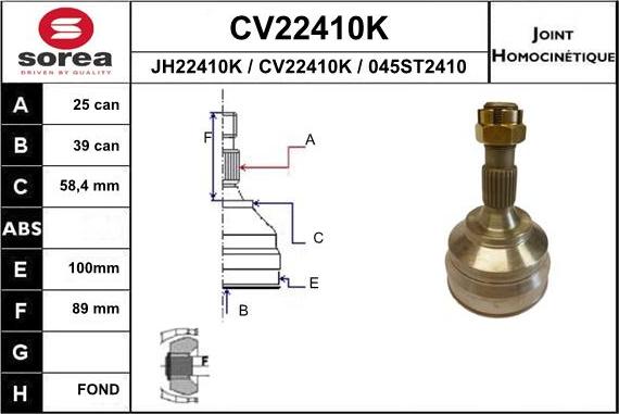 EAI CV22410K - Kit giunti, Semiasse autozon.pro