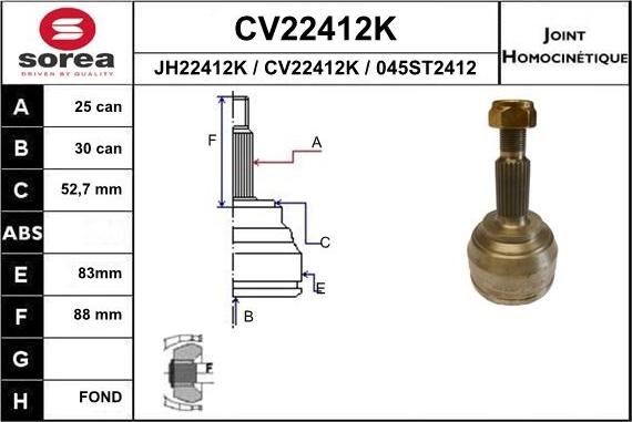 EAI CV22412K - Kit giunti, Semiasse autozon.pro