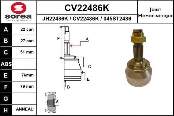 EAI CV22486K - Kit giunti, Semiasse autozon.pro