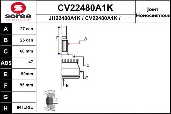 EAI CV22480A1K - Kit giunti, Semiasse autozon.pro