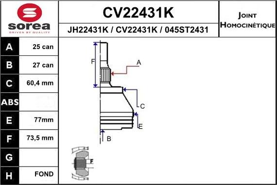 EAI CV22431K - Kit giunti, Semiasse autozon.pro