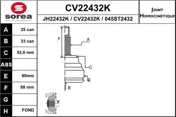 EAI CV22432K - Kit giunti, Semiasse autozon.pro