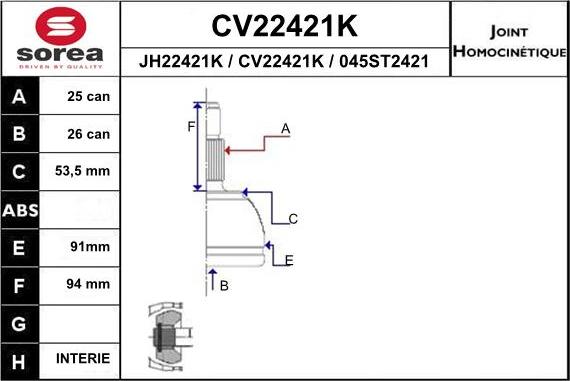 EAI CV22421K - Kit giunti, Semiasse autozon.pro