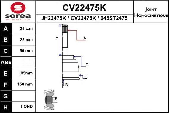 EAI CV22475K - Kit giunti, Semiasse autozon.pro