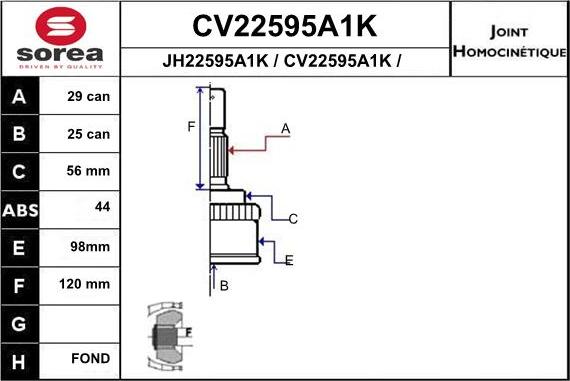 EAI CV22595A1K - Kit giunti, Semiasse autozon.pro