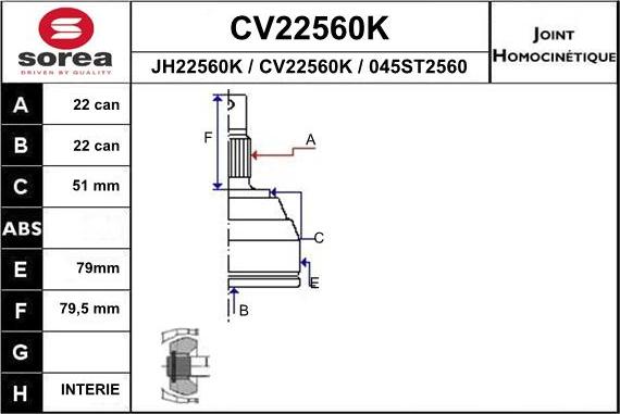 EAI CV22560K - Kit giunti, Semiasse autozon.pro