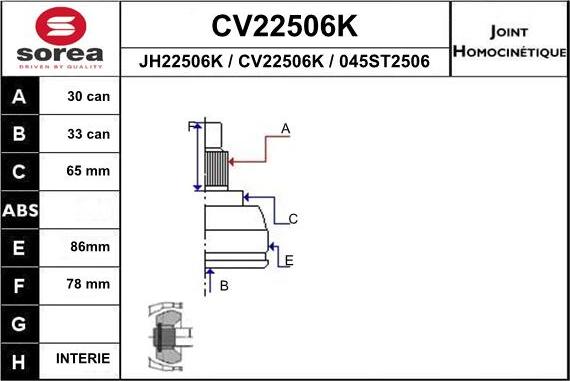 EAI CV22506K - Kit giunti, Semiasse autozon.pro