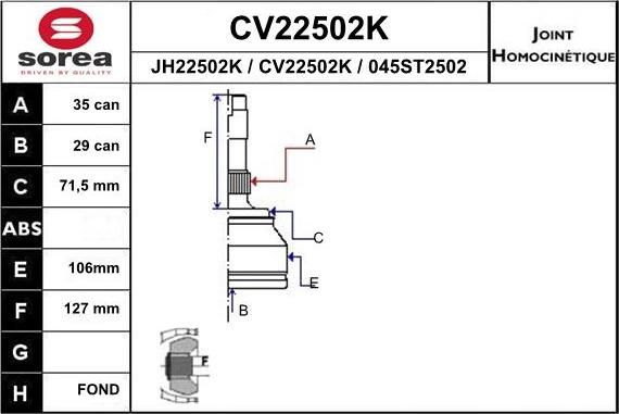 EAI CV22502K - Kit giunti, Semiasse autozon.pro