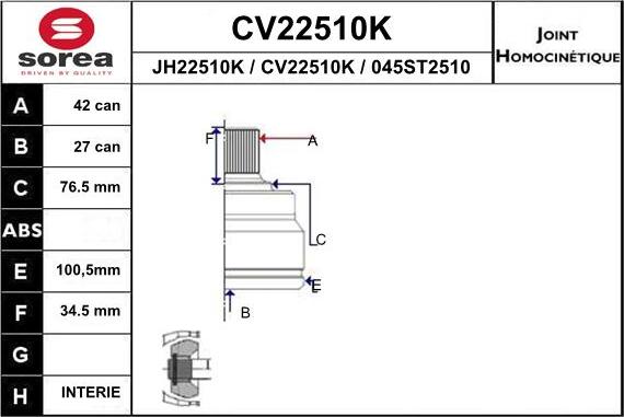 EAI CV22510K - Kit giunti, Semiasse autozon.pro