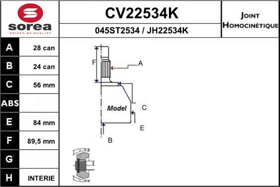 EAI CV22534K - Kit giunti, Semiasse autozon.pro