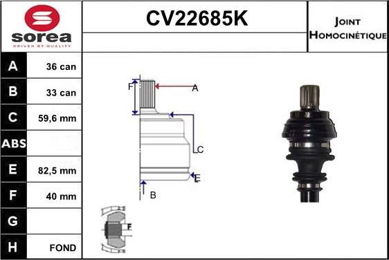 EAI CV22685K - Kit giunti, Semiasse autozon.pro