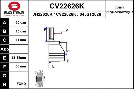 EAI CV22626K - Kit giunti, Semiasse autozon.pro