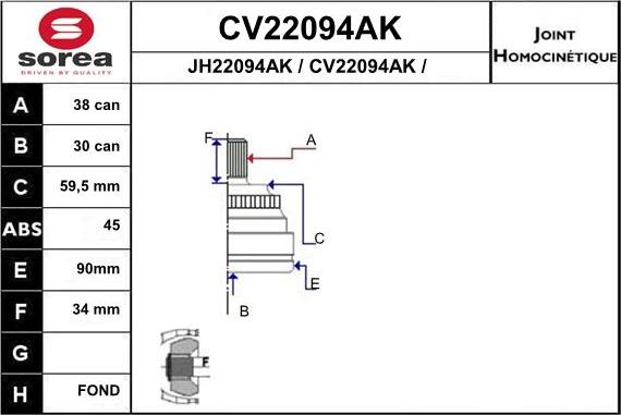 EAI CV22094AK - Kit giunti, Semiasse autozon.pro