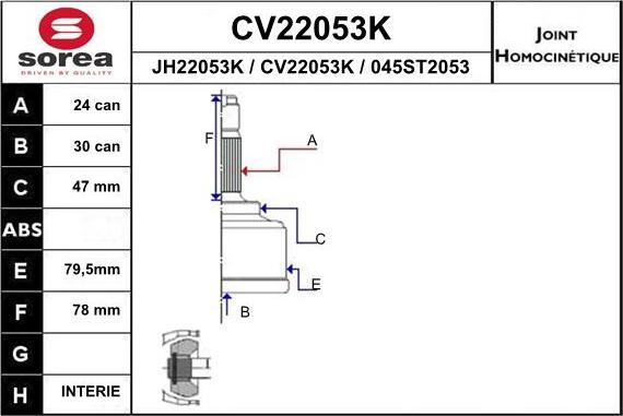 EAI CV22053K - Kit giunti, Semiasse autozon.pro