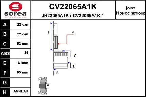 EAI CV22065A1K - Kit giunti, Semiasse autozon.pro