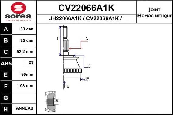 EAI CV22066A1K - Kit giunti, Semiasse autozon.pro