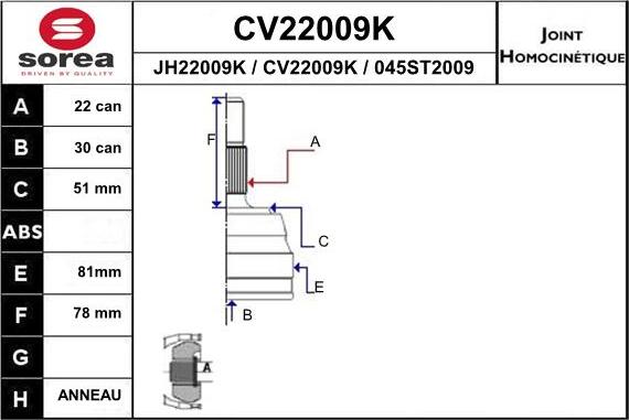 EAI CV22009K - Kit giunti, Semiasse autozon.pro