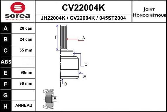 EAI CV22004K - Kit giunti, Semiasse autozon.pro