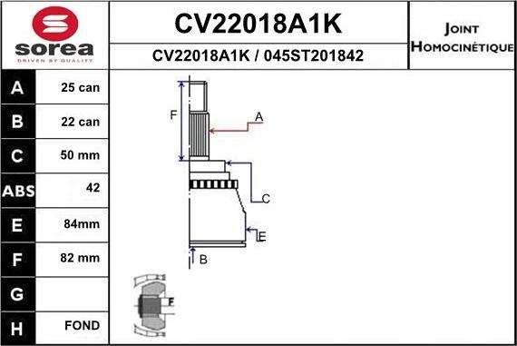 EAI CV22018A1K - Kit giunti, Semiasse autozon.pro