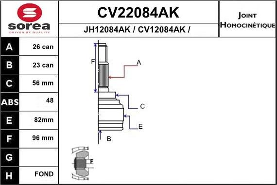 EAI CV22084AK - Kit giunti, Semiasse autozon.pro