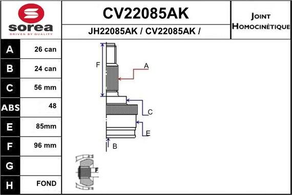 EAI CV22085AK - Kit giunti, Semiasse autozon.pro