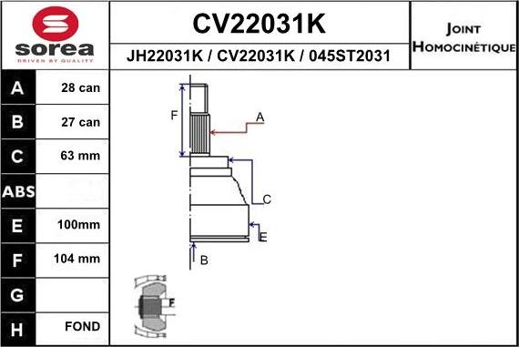 EAI CV22031K - Kit giunti, Semiasse autozon.pro