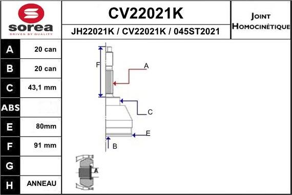 EAI CV22021K - Kit giunti, Semiasse autozon.pro