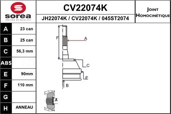 EAI CV22074K - Kit giunti, Semiasse autozon.pro