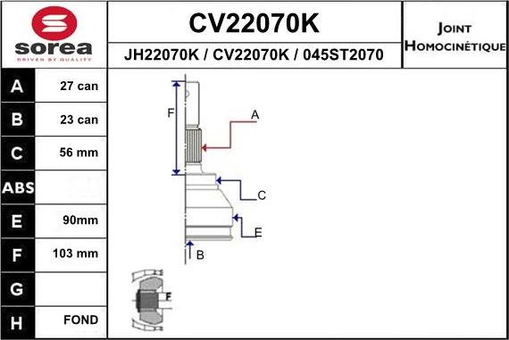 EAI CV22070K - Kit giunti, Semiasse autozon.pro