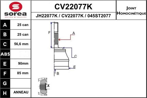 EAI CV22077K - Kit giunti, Semiasse autozon.pro