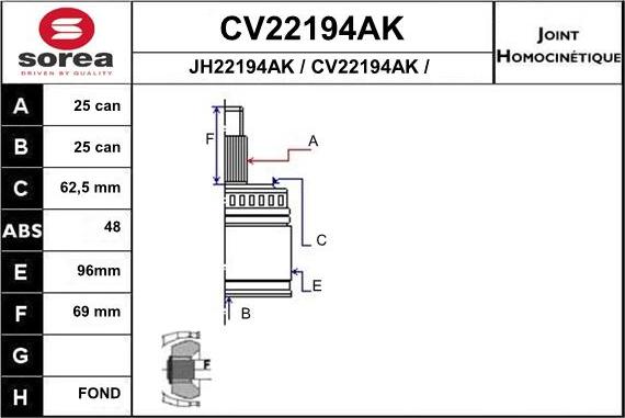 EAI CV22194AK - Kit giunti, Semiasse autozon.pro