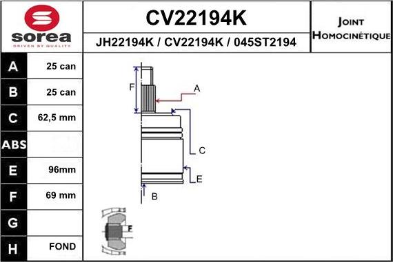 EAI CV22194K - Kit giunti, Semiasse autozon.pro