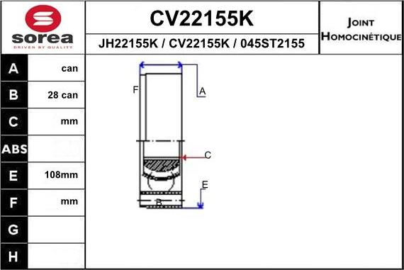 EAI CV22155K - Kit giunti, Semiasse autozon.pro