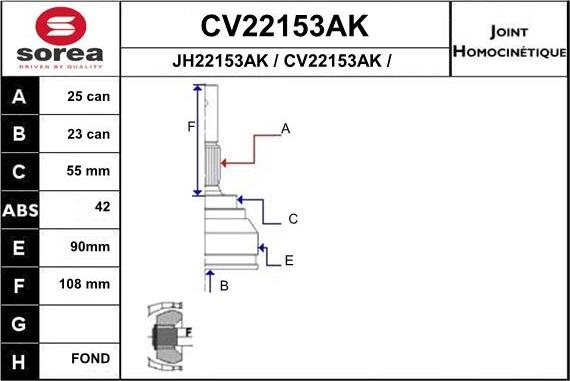 EAI CV22153AK - Kit giunti, Semiasse autozon.pro