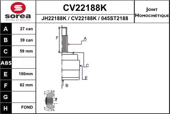 EAI CV22188K - Kit giunti, Semiasse autozon.pro