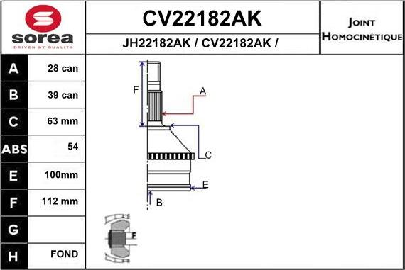 EAI CV22182AK - Kit giunti, Semiasse autozon.pro