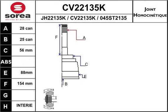 EAI CV22135K - Kit giunti, Semiasse autozon.pro