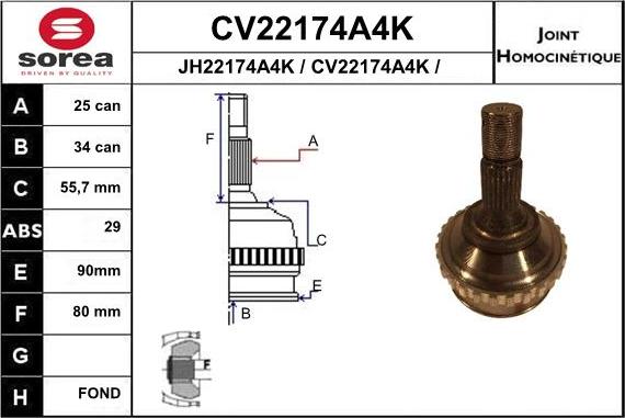 EAI CV22174A4K - Kit giunti, Semiasse autozon.pro