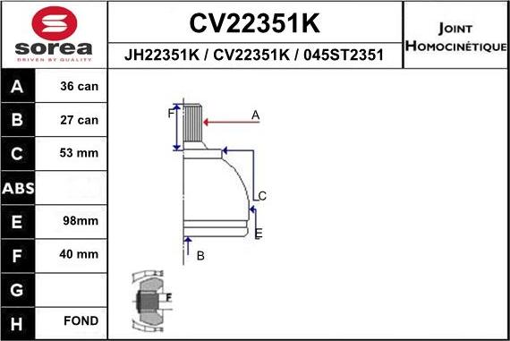 EAI CV22351K - Kit giunti, Semiasse autozon.pro