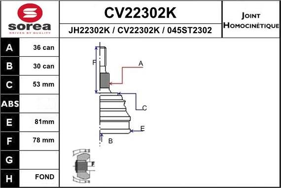 EAI CV22302K - Kit giunti, Semiasse autozon.pro