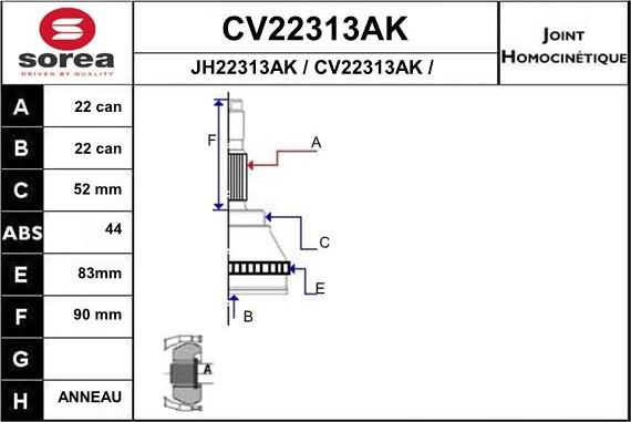 EAI CV22313AK - Kit giunti, Semiasse autozon.pro