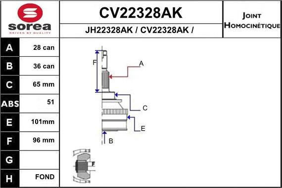 EAI CV22328AK - Kit giunti, Semiasse autozon.pro