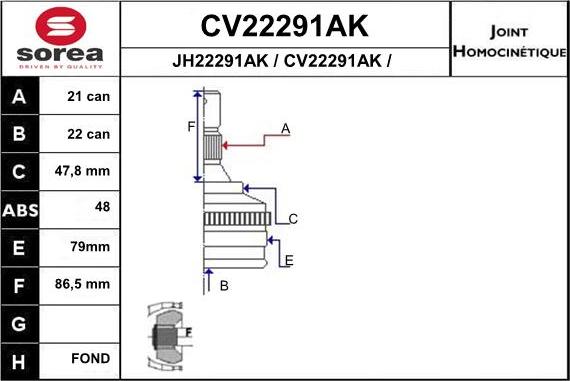 EAI CV22291AK - Kit giunti, Semiasse autozon.pro