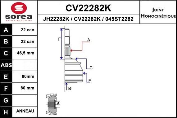 EAI CV22282K - Kit giunti, Semiasse autozon.pro