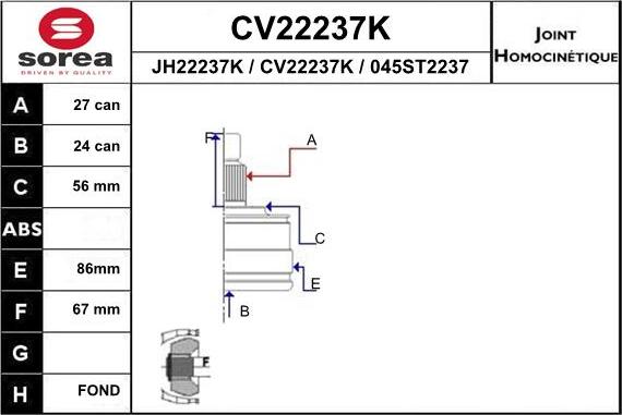 EAI CV22237K - Kit giunti, Semiasse autozon.pro