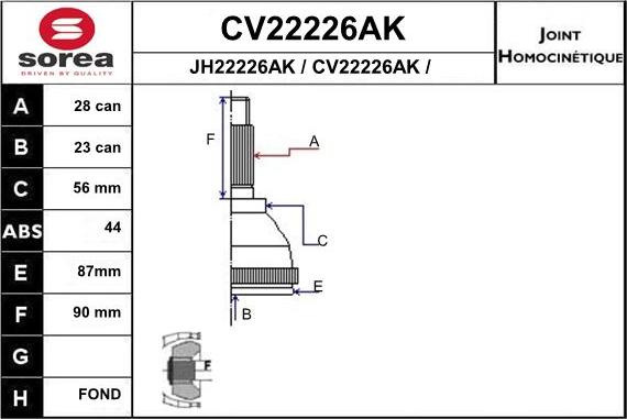 EAI CV22226AK - Kit giunti, Semiasse autozon.pro