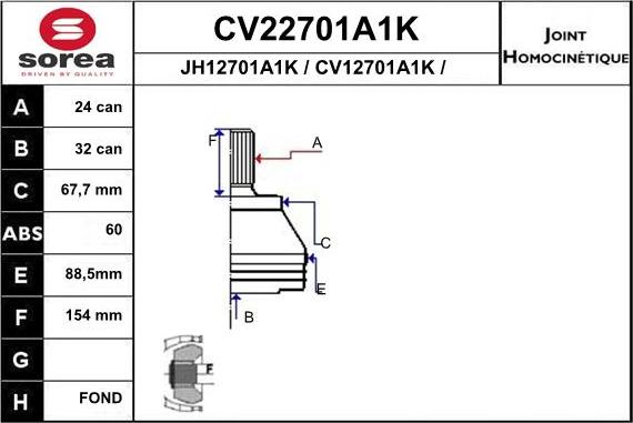 EAI CV22701A1K - Kit giunti, Semiasse autozon.pro