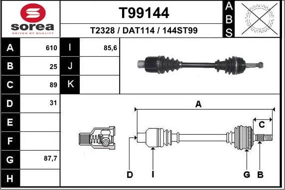 EAI T99144 - Albero motore / Semiasse autozon.pro