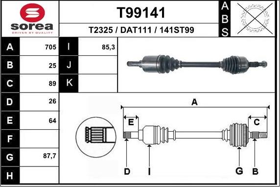 EAI T99141 - Albero motore / Semiasse autozon.pro