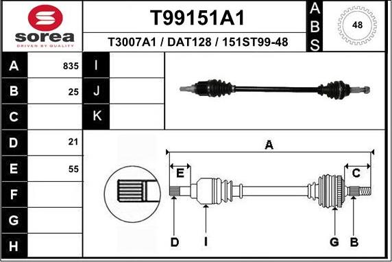 EAI T99151A1 - Albero motore / Semiasse autozon.pro